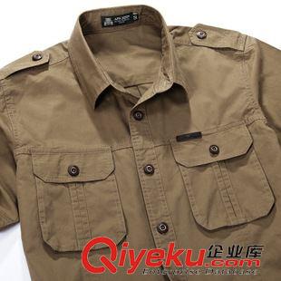 JEEP吉普系列 AFS JEEP男裝夏季軍裝男士純色短袖襯衫吉普大碼大號襯衣潮1363