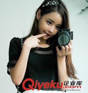 2015時尚休閑夏款 2015 韓版歐根紗拼接大碼女裝上衣夏季拼接雪紡衫t恤短袖打底衫原始圖片3