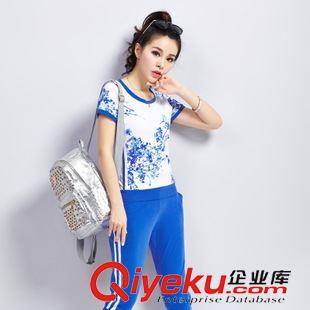 夏季七分褲套裝 2015新款短袖T恤七分褲休閑套裝夏季時尚棉運動衣服女裝一件代發原始圖片3