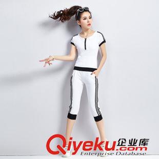 夏季七分褲套裝 2015休閑套裝女款夏裝韓版運動修身學生套裝女短袖兩件套裝批發(fā)原始圖片3