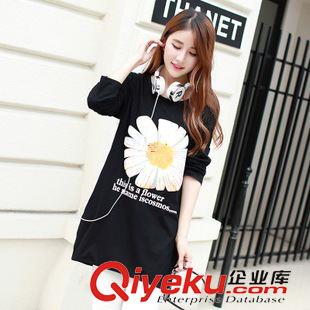 8月新款 實拍秋季新款女裝2015純棉寬松顯瘦長袖T恤胖MM中長款t恤女原始圖片2