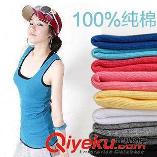 背心  裹胸 安全褲 皮帶飾品 夏季新品  韓版純棉工字背心女 糖果色女士背心打底衫原始圖片2