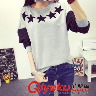6-10 840#秋季女裝顯瘦繡花套頭寬松長(zhǎng)袖T恤女圓領(lǐng)大碼衛(wèi)衣女