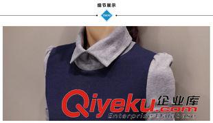 11-15 857#秋季新款韓版拼接連衣裙長(zhǎng)袖娃娃領(lǐng)針織連衣裙A字中裙原始圖片2