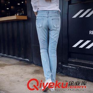 11-15 870#破洞牛仔褲長(zhǎng)褳女韓版小清新學(xué)生休閑修身小腳褲秋新款原始圖片3