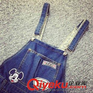 21 942#實拍 2015秋裝 新款時尚復古寬松顯瘦破洞牛仔小腳背帶褲原始圖片2