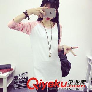 22 982#新款韓版大碼女士上衣中長款寬松字母長袖T恤打底衫