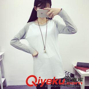 22 981#2015秋裝韓版修身顯瘦胖mm打底衫中長款長袖t恤大碼女裝原始圖片2