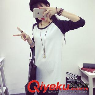 22 981#2015秋裝韓版修身顯瘦胖mm打底衫中長款長袖t恤大碼女裝原始圖片3