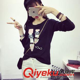 22 974#秋裝韓版大碼女裝寬松顯瘦打底衫上衣潮學生長袖t恤女