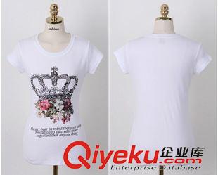 夏裝二區(qū) 1577#夏季新款?yuàn)W黛爾純棉韓版hg印花圓領(lǐng)短袖百搭T恤原始圖片2