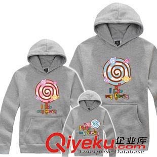 親子裝 定做2015春秋裝親子裝 一家三口韓版大碼全棉卡通印花連帽衛衣