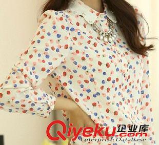 蕾絲衫/雪紡衫/襯衫 女士春裝新款女裝襯衫波點雪紡衫韓版寬松大碼圓點長袖襯衫原始圖片2