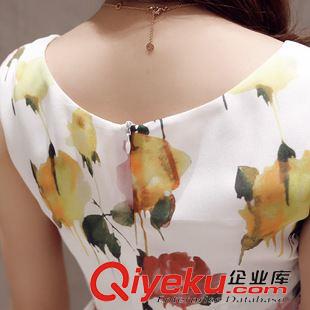 無袖背心裙 2015夏裝印花 韓版修身吊帶百褶背心短裙連衣裙原始圖片3