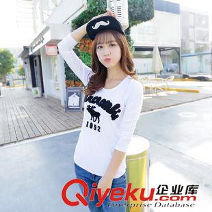長袖t恤衫 2015春裝新款韓版女款修身長袖圓領(lǐng)打底衫顯瘦百搭T恤原始圖片3