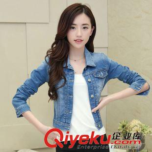牛仔上衣 1秋裝鉚釘女款長(zhǎng)袖 韓版修身短款牛仔衣外套原始圖片3