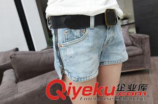 牛仔短褲 1新款熱褲 百搭破洞 大碼 白色全棉 牛仔短褲 送腰帶
