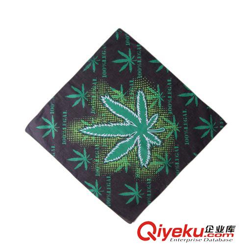 樹葉 專業(yè)定制全棉方巾頭巾全棉樹葉圖案頭巾bandana嘻哈手帕批發(fā)