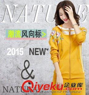 運動套裝系列 2015秋季新款圓領(lǐng)早秋加大碼休閑服運動套裝女韓版衛(wèi)衣套裝春秋裝