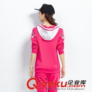 運動套裝系列 春秋季4908純棉薄款修身顯瘦衛(wèi)衣女士套頭連帽韓版休閑運動服套裝原始圖片3