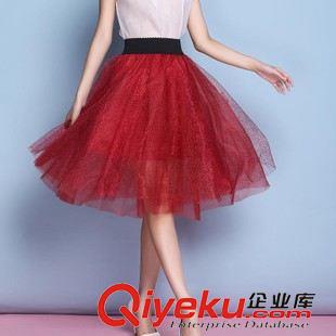 半身裙 網紗松緊半身裙女2015夏季新款韓版通勤氣質蓬蓬裙半身裙女中裙