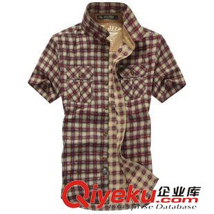 JEEP襯衣 2015/戰(zhàn)地吉普春裝新品 男士襯衣潮男士短袖襯衫男裝 棉5567廠家