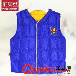 【2015春夏新品】 2015秋冬新款儿童羽绒棉服装卡通绣花边男童女童保暖坎肩马甲背心