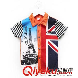 【2015春夏新品】 童裝2015夏季時(shí)尚男童短袖T恤 兒童上衣中小童條紋拼接休閑短袖原始圖片2