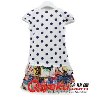 >清倉 春夏裝 童裝2015夏裝新款女童蛋糕裙邊拼接t恤 中長款純棉短袖女連衣裙原始圖片2