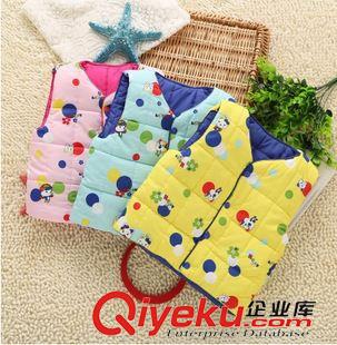 【女童專區(qū)】 2015秋冬新款兒童羽絨棉服裝卡通繡花邊男童女童保暖坎肩馬甲背心原始圖片3