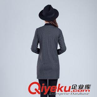 專柜精品系列 2015秋冬新款女式上衣韓版時尚條紋外套中長款寬松大碼長袖開衫女