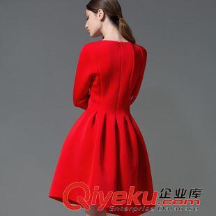 9/1 歐洲站2015秋冬新品蓬蓬連衣裙女gd顯瘦長(zhǎng)袖圓領(lǐng)高腰禮服裙原始圖片3