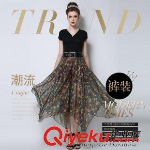 6/5上新 歐洲站2015夏季新款時(shí)尚dp氣質(zhì)花色大碼顯瘦高腰半身裙褲批發(fā)原始圖片2