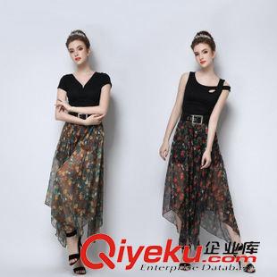 6/5上新 歐洲站2015夏季新款時(shí)尚dp氣質(zhì)花色大碼顯瘦高腰半身裙褲批發(fā)原始圖片3