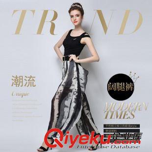 6/6上新 2015歐美夏季新款時尚dp氣質(zhì)闊腿褲高腰褲大碼長褲原始圖片2