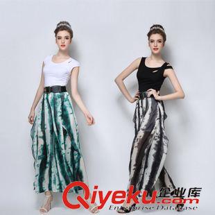 6/6上新 2015歐美夏季新款時尚dp氣質(zhì)闊腿褲高腰褲大碼長褲原始圖片3