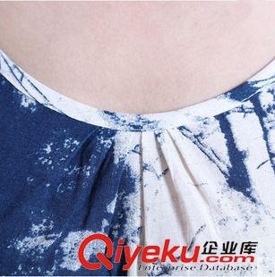 6/12上新 P18夏裝新款大碼女裝印花口袋文藝范棉麻短袖中長連衣裙原始圖片3