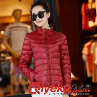 網(wǎng)絡(luò)熱賣品（Hot） 2015秋冬季新款輕薄羽絨服 韓版顯瘦百搭兩面穿立領(lǐng)短款鴨絨襖原始圖片3