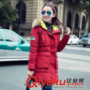 {dy}波 2015冬季新款韓版大毛領(lǐng)羽絨服女親子裝中長(zhǎng)款修身連帽外套百搭潮