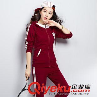{dy}波 2015秋季新運(yùn)動(dòng)套裝女 韓版時(shí)尚印花大碼顯瘦連帽棉兩件套班服原始圖片3