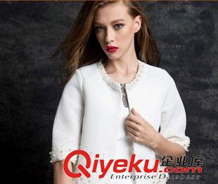 第二波 歐洲站2015秋裝新款女式外套 歐美氣質(zhì)重工釘珠七分袖短上衣潮原始圖片3