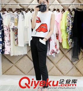 6月下旬上新（In June new） 歐洲站套裝女 夏裝新款印花雪紡上衣+哈倫褲時(shí)尚休閑套裝女原始圖片2