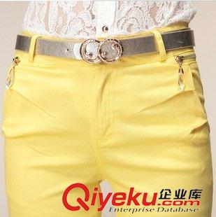 休閑褲（CASUAL PANTS） gd女裝夏裝新款女式休閑褲 OL職業(yè)裝氣質(zhì)顯瘦蕾絲翻邊小腳長褲原始圖片2