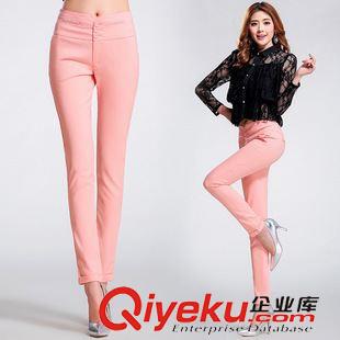 休閑褲（CASUAL PANTS） 女式精品2015春夏新款高腰女式長褲 瑞麗氣質糖果色修身卷邊褲子