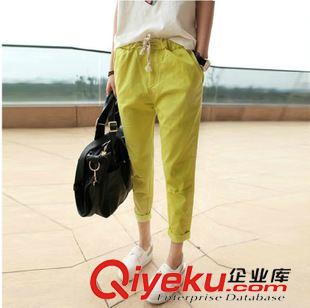 休閑褲（CASUAL PANTS） 2015秋季新款女式棉麻褲 韓版寬松百搭松緊腰糖果色哈倫褲潮原始圖片3