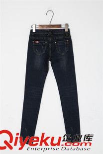 牛仔系列（Jeans） 春款新品2015女式牛仔褲 韓版顯瘦中腰深色小腳褲百搭潮 批發