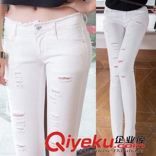 牛仔系列（Jeans） 2015春夏新款牛仔褲女 韓版高腰顯瘦洗水牛仔小腳褲潮百搭 批發(fā)