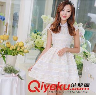 4月3期 2015夏裝新款時尚撞色修身顯瘦連衣裙蓬蓬裙女娃娃領連衣裙原始圖片2
