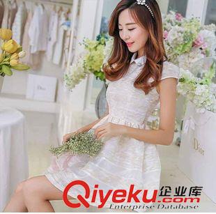 4月3期 2015夏裝新款時尚撞色修身顯瘦連衣裙蓬蓬裙女娃娃領連衣裙原始圖片3
