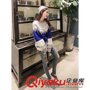 8月1日 2015 秋季韓版新款女裝打底衫長(zhǎng)袖寬松圓領(lǐng)套頭針織毛衣女原始圖片3